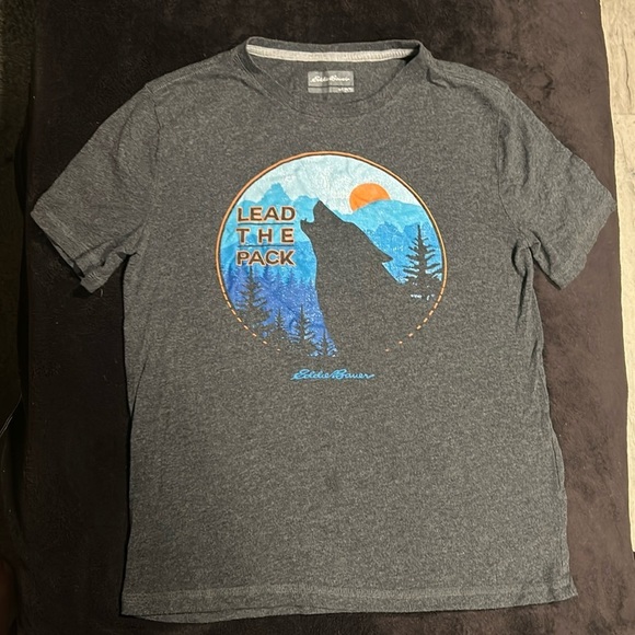 Eddie Bauer Other - Eddie Bauer Boy Grey Graphic Wolf Print Short Sleeve Crewneck T-Shirt Lrg 14/16